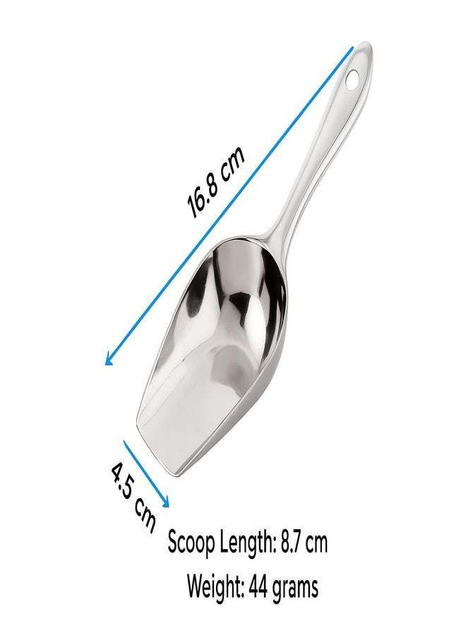 GS KITCHENWARE GS Stainless Steel Grocery Scoop Spoon for Flour, Rice, Sugar, Pulses, Candy & Spices - Small Size L 16.8 cm, Silver, Set of 1. - Image 5